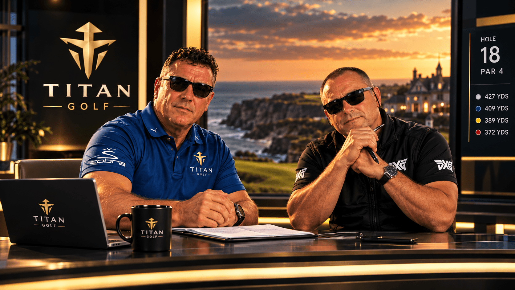 Davey McFadey and Rick Driver at the Titan broadcast desk